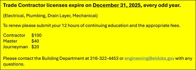 Trade renewal reminder