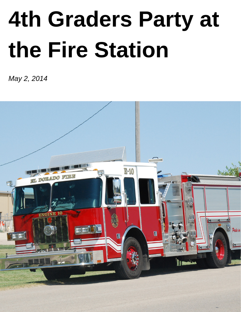 4th Graders Party at the Fire Station